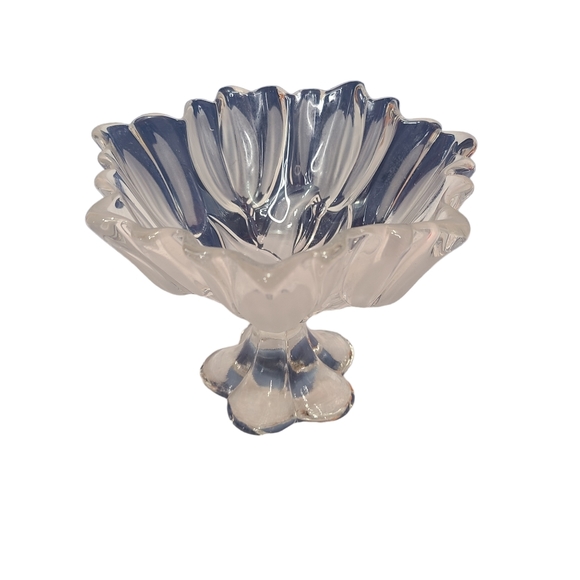 Vintage Mikasa Frosted Glass Crystal Satin Tulip Footed Bowl Dish Rare - Picture 6 of 16